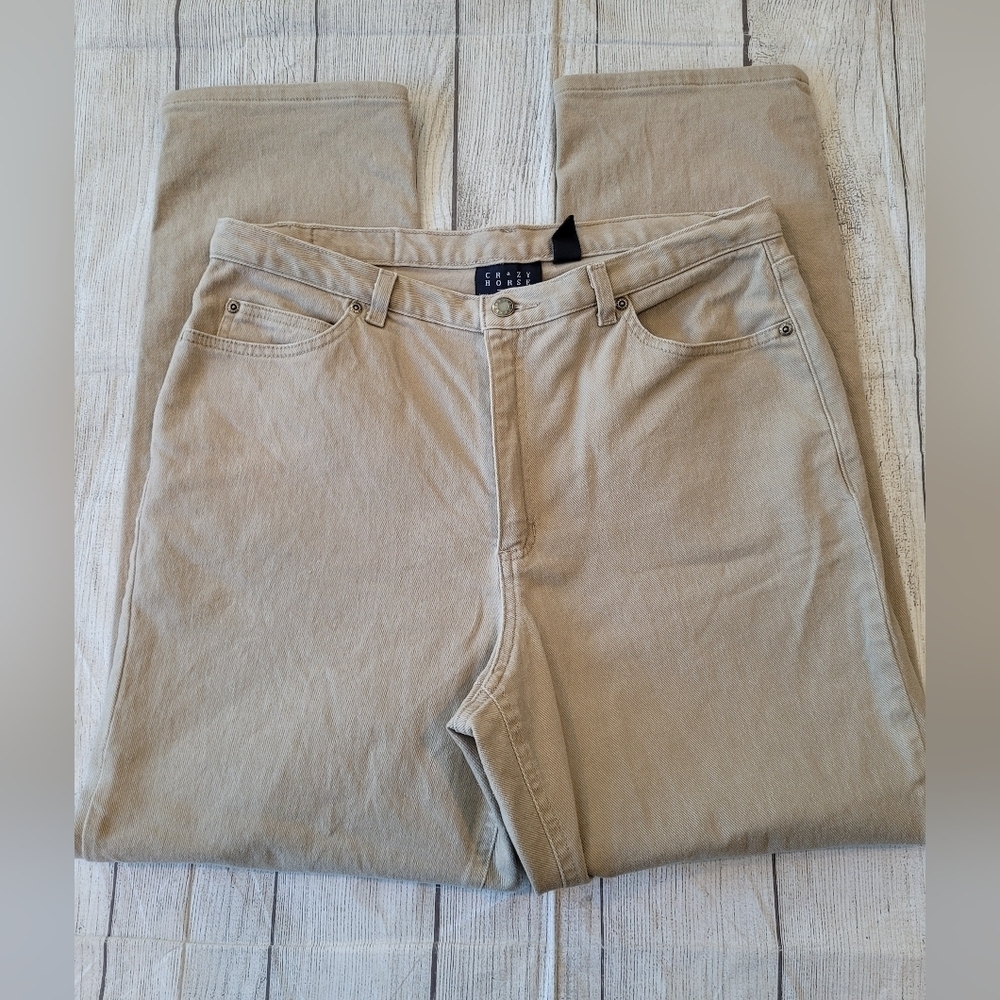 Crazy Horse Vintage 1991 •Size 14• Tan Hi-Rise Denim Jeans
